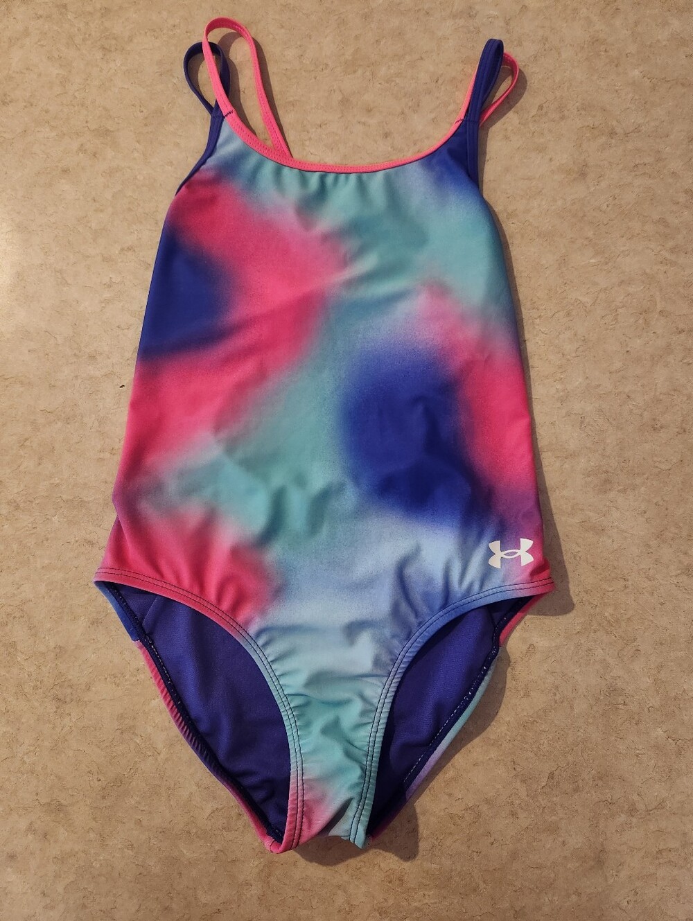 Under Armour Girls' Pink and Blue Tie-Dye One-Piece Swimsuit